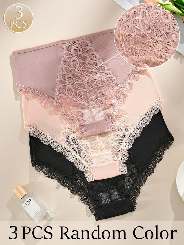 FOVTY 3 pezzi culotte sexy in pizzo da donna, confortevoli per l'uso quotidiano e il loungewear