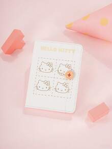 1pc Genuine  Fabric Hardcover A6 Notebook, Cartoon Cute Kitty Colorful Pages, Button Decorated Journal, Stationery Gift For Kids Back To School - Multicolor - View 3