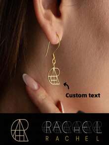 1 对定制名字标志耳环，简约个性化，优雅独特，适合日常佩戴，节日礼物（同名图案并非独特）