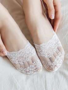 5 Pairs Women Socks Summer Thin Breathable Silicone Non-Slip Ladies Invisible Lace Boat Sock Transparent Fashion - Multicolor - View 5