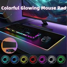 RGB LED Gaming Mouse Pad With USB Powered Lighting – Large Extended Desktop Mat With Multiple Color Lighting, Stitched Edges, Non-Slip Rubber Base, And Fine Weave Fabric Surface For Professional Gamers - màu đen - Xem 2