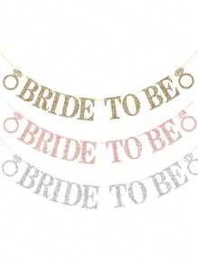 1 Set, Bandera de cuerdas con purpurina dorada champán "Novia por ser", Bandera de despedida de soltera en rosa dorado, cartel para la fiesta de la novia para decoraciones de fiesta de boda (Dorado champán, Rosa dorado, Plateado)