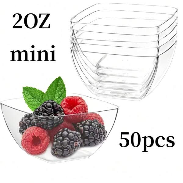 10/20/30/50pcs Super Mini Clear Dessert Cups, 2 Oz. Reusable Small Party Cups For Mousse, Pudding, Appetizers, Entrees, Sundaes, Milkshakes, Ice Cream And More!