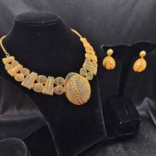 3pcs Middle Eastern Style Women Jewelry Set Necklace And Earrings, Bridal Jewelry Set