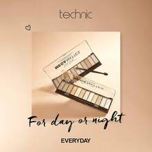 Technic Mega Mattes Nude Eyeshadow Palette - 12 Pigmented, Professional, Long Lasting, Easy To Apply And Blendable Matte Shades For The Perfect Look For Day Or Night 18g