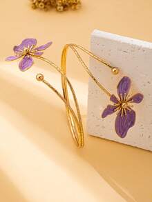 Flower Minimalist Arm Cuff Adjustable Fashionable Armlet - Purple Flower Armlet - View 5