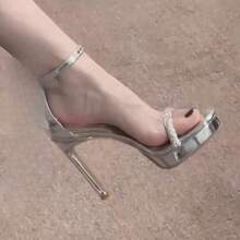 Women Heeled Sandals - 亮光皮面帶[11CM升級跟高] - 查看 4