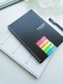 week plan 1pc 52-Week Undated Weekly Planner,+Color-Coded Tab Stickers,A5 Daily Planner Notebook With Weekly Task List,Habit Tracker,Meal Planner & Daily Breakdown,Designed To Balance School, Work & Wellness,Back To School Supplies - Multicolor - View 6