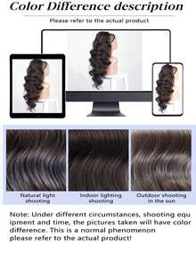 24 Inch (Approx. 60.9cm) Long Chocolate Brown Wavy Ponytail Extension, Natural-Looking Synthetic Heat Resistant Drawstring Curly & Wavy Ponytail, Suitable For Daily And Holiday Wear - Chocolate Brown - View 7