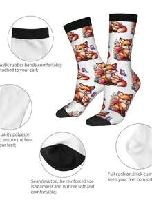 Cute Fox Butterflies Socks Women Men, Calf Knee High Socks For Athletic Running Cycling