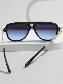 1 Pair Men's Large Frame Metal Decor Fashion Fashion Glasses, Outdoor Vacation Beach UV Protection