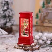 LED Illuminated Christmas Telephone Booth Ornament, Resin Indoor Snowman Christmas Tree Decor, Christmas Party Decoration, Xmas Lighting Up Toys And Gifts,Christmas - Multicolor - View 12