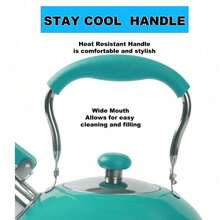 Stainless Steel Stovetop Kettle Modern Turquoise Color Durable Ergonomic Handle Space-Saving Design For Compact Kitchens - 如圖所示 - 查看 7