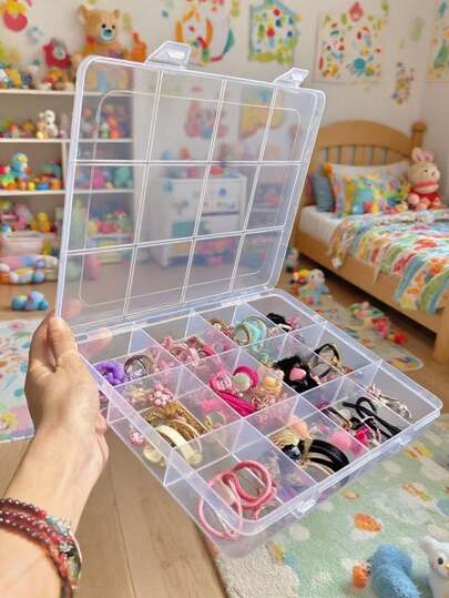 1pc Children's Hair Accessories Storage Box, 12 Grid Hair Accessories Organizer Box, Kids Hair Clip Collection Box
