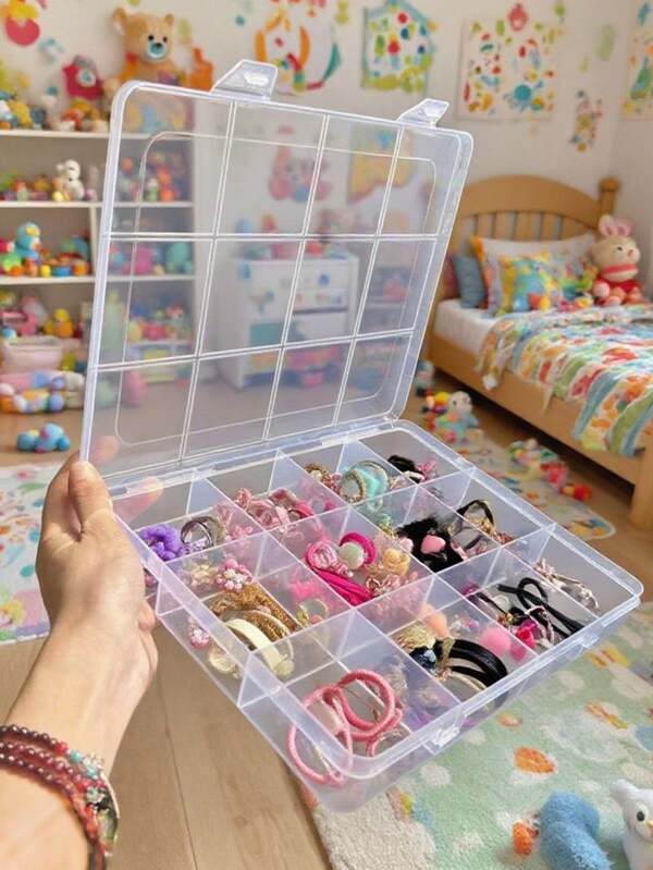 1 pièce Boîte de rangement pour accessoires de cheveux pour enfants, organisateur de boîte à 12 compartiments pour accessoires de cheveux, boîte de collection de pinces à cheveux pour enfants
