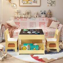 4-In-1 Kids Table And Chair Set With Removable Tabletop Storage, Toddler Craft Table ,With Other Tools Stored Under The Chair,For Daycare, Classroom, Home - Maple - View 10