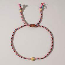 1PC Bohemian Casual Style Multicolor Cord Copper Cross Bracelet | Handmade Stackable Couple/Best Friend Bracelet, Perfect For Gifting | Birthday Presents For Lovers & Friends, Year-Round Wear