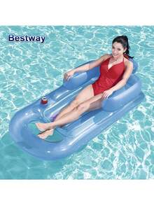 一体式充气折叠沙滩床 - 舒适的水上浮床，配有柔软的垫子，便携、轻便，适合泳池派对、水上乐趣和夏季户外活动、沙滩必需品、沙滩配件 - 彩色 - 查看 2