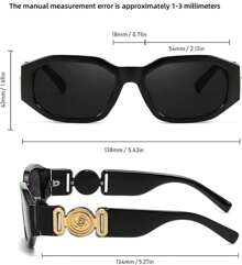 1 New Fashion Black And Gold Square Frame Sun Glasses Classic Retro Personality Men And Women Sun Glasses Street Shooting Perfect Travel Accessories  Glasses Suitable For Beach Vacation, Outdoor, Travel Sun Glasses Visor