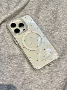 Capa protetora magnética com strass brilhantes para 16 Pro Max, 15 Pro, 13/14 Pro Max, estilo coreano delicado com toque moderno