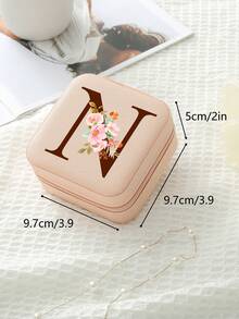 1pc Travel Jewelry Box,Monogram Gift Boxes,Bridesmaids Gifts Jewelry Case,Personalized Floral Jewelry Case,Travel Jewelry Box Wedding,Jewelry Box Necklace,Jewelry Box Earrings,Jewelry Box Mini,Travel Essentials Travel Accessories Travel Bag For Vacation Holiday Back To School School Stuff Jewellery Box Jewelry Organizer - Multicolor - View 28