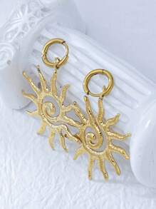 Mazuer 1 Pair Vintage Gold Color Exaggerated Chic Earrings With Pendant Design, Fashion Jewelry For Women, Suitable For Dates, Teacher's Day, Graduation, Thanksgiving, Parties, Daily Wear, Vacations