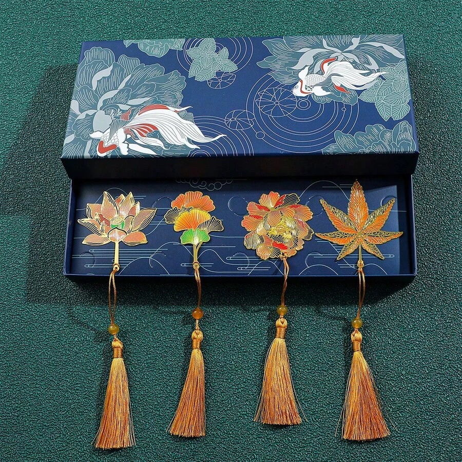 AHLGCAFT 1 件优雅枫叶书签带流苏，是送给家人和朋友的精致小礼物，学校用品，返校