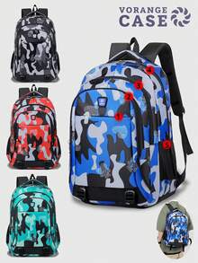 Doodle Camouflage Backpack Large Capacity Multi-Compartment Student Backpack - Lightweight Multi-Season Street Style Student Backpack Travel Backpack Back To School Supplies - Multicolor - View 1