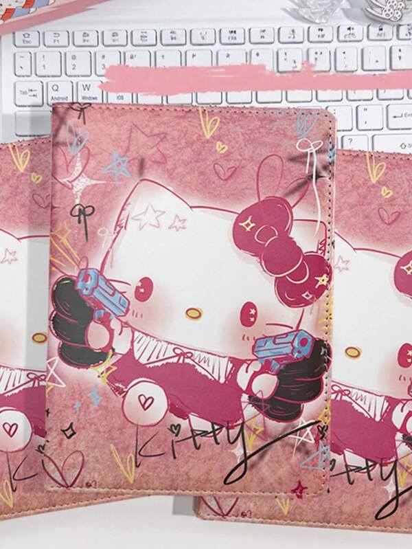 1 Piece Sanrio Children's Cartoon Lovely Fighting KT Cat A5 Notebook High-Quality Leather Colorful Pages Notebook Kitty Cat Notebook Student Journal Portable For Girls Daily Use Back To School Birthday Gift