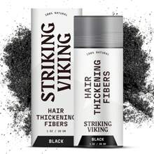 Striking Viking Hair Building Fibers For Thinning Hair (Black) 28g – Natural – Long-Lasting Powder For Undetectable, Thicker Look For Men & Women - Hair Fibers