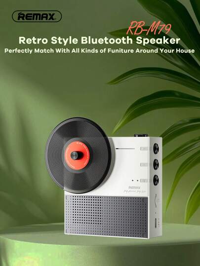 REMAX Remax Wireless Speaker, 1500mAh Rechargeable Battery,Desktop Aesthetics Stuff, Vintage Speaker, Black/Green/White