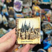 1pc Resin Refrigerator Magnet, Poland, Austria, Czech Landmarks Of Krakow, Hallstatt, Prague, Travel Souvenir, Home Decor Magnets For Bedroom, Kitchen, Wall, Creative Gift