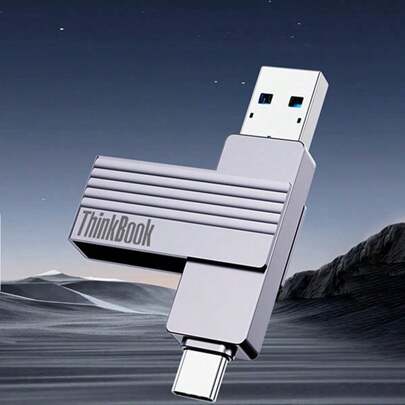 Lenovo USB Flash Drive BU200 1000MB/S Ultra-Fast Transmission Type-C/USB3.2 Dual Interface Universal For Mobile Phones, Computers And Tablets Large Files Can Be Transferred In Seconds Heat Dissipation And Anti-Scalding Long-Lasting And Stable Silver Gray