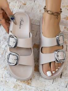 FZY 2025 Autumn New Women's Sandals, Casual And Fashionable Adjustable Strap Women's Flat Sandals, High-End Women's Outdoor Work Casual And Lightweight Sports Sandals, EVA One-Piece Thick-Soled Non-Slip Women's Slippers, A Must-Have For Girls At Home, A Must-Have Fashionable Slippers For Female College Students During The Back-To-School Season,Half-Heeled Beach Sandals, With Various Styles And Fashionable Designs, Suitable For Pairing With Home Colors Shoes. The Peach-Colored Shoes That Are Essential For Halloween.EdgyElongate Shoe - 白色 - 查看 12