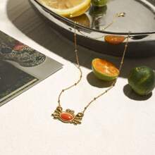 Uworld Metal Red Crab Pendant Necklace Stainless Steel Women Charm Ocean Wind Beach Jewelry 18k Gold PVD Stylish