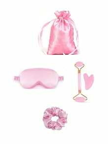 Styling Tool Silky Gift Set, Silky Sleeping Eye Mask, Female Face Massager Massage Stick, Hair Tie, Silky Gift Bag, Sleepover Party Essentials Pack For Women Birthday Favors- Polyester Spa Party Supplies - Pink Non-Electric Facial Cleansing Tools , And Storage Bag For Bachelor Party, Sleepover, Suitable For Women'S Party, Wedding Favor, Holiday Gifts, Anniversary, Birthday Present,Back To School - Pink - View 11