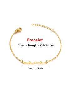 1pc Elegant "Mom" Letter Bracelet, Mini Cursive Font, Stainless Steel Adjustable Chain, Fashionable Accessory, Gift For Mom - B1613 - View 11