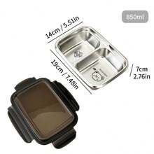 1个带盖多格304不锈钢午餐盒，可爱图案，便携大容量，可存放水果沙拉等食物，带2/3个隔层，密封防漏，保温隔热，适合学生和成人居家、学校、宿舍、办公室、户外露营、野餐、旅行、返校等场合使用。