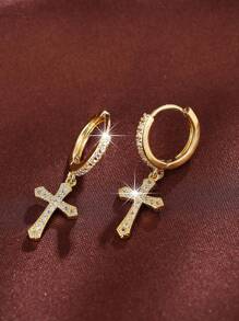 1 Pair Of Gold Micro Inlaid Zirconia Butterfly Ear Buckles