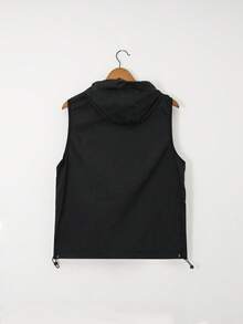 女士轻薄无袖外套，宽松连帽防晒上衣，夏季休闲黑色 - 黑色 - 查看 3