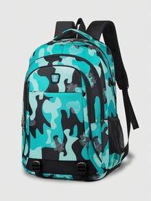Doodle Camouflage Backpack Large Capacity Multi-Compartment Student Backpack - Lightweight Multi-Season Street Style Student Backpack Travel Backpack Back To School Supplies - Multicolor - View 9