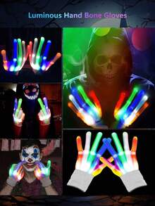 男女款 LED 闪光手套，7 种照明模式，休闲针织面料，无需电池激活，色彩鲜艳的派对配饰，节日手套 | 活力夜光手套 | 手套