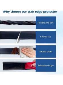 4 piezas de protectores de parachoques sólidos, borde antideslizante y a prueba de agua para protección de esquinas y pisos, escaleras y mesas - Plástico negro y blanco, proporciona y protección, 2.5x2.5cm, 1m de longitud