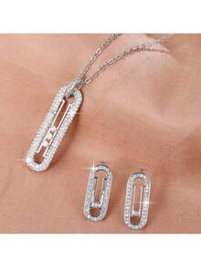 Set de 3 piezas de joyas: aretes y collar, joyería de boda versátil y de moda como regalo para mujeres - conjunto de collar y aretes - Ver 8