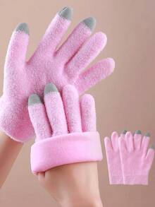 1pc Touchscreen Whitening & Moisturizing Gloves, Smooth Touchscreen For Smartphones & Tablets, Reusable Coating, Suitable For Applying Aloe Vera Gel, Lotion, Cream Or Serum To Achieve Soft Skin, Pink - Multicolor - View 11