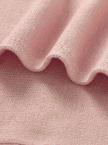 1pc Infant Knitted Solid Color Blanket With Delicate Lace Border, Kids Cozy Blanket, Suitable For All Seasons - Pink - View 7
