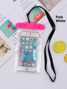 Laser Inflatable Waterproof Phone Pouch, Shock Proof Waterproof Swimming Phone Bag With Lanyard, Transparent Touch Screen Phone Case For Outdoor/Floating/Swimming Activities, Random, Beach Essentials, Beach Accessories, Pool Float, Pool Inflatable - White - View 10