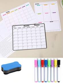 10 piezas Calendario magnético de borrado en seco para refrigerador, accesorios de refrigerador, pegatina de refrigerador, tablero de notas, planificador mensual, horario semanal, agenda diaria, calendario, lista de tareas con diversas opciones (28cm X 21cm)