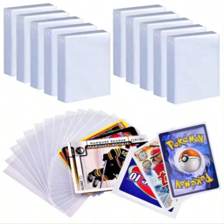 100 piezas de funda transparente para cartas de juego, protector claro para tarjetas de colección de , funda para juegos de mesa, carpeta de intercambio de tarjetas de identificación, estuche de fotos - Multicolor - Ver 1