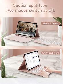 Estuche protector personalizado con teclado táctil compatible con iPad (A16) de 11 pulgadas de 11.ª generación 2025, iPad Air de 11 pulgadas (M2)-2024/iPad de 10.2 pulgadas, estuche con teclado compatible con Samsung Galaxy Tab A7 de 10.4 pulgadas, teclado desmontable con panel táctil, equipado con soporte de visualización múltiple, ranura para lápiz incorporada en el estuche protector, el teclado admite uso dividido - Multicolor - Ver 3